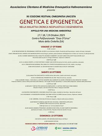 Xii festival dell’omeopatia hahnemanniana – genetica e epigenetica nella malattia cronica neoplastica e degenerativa